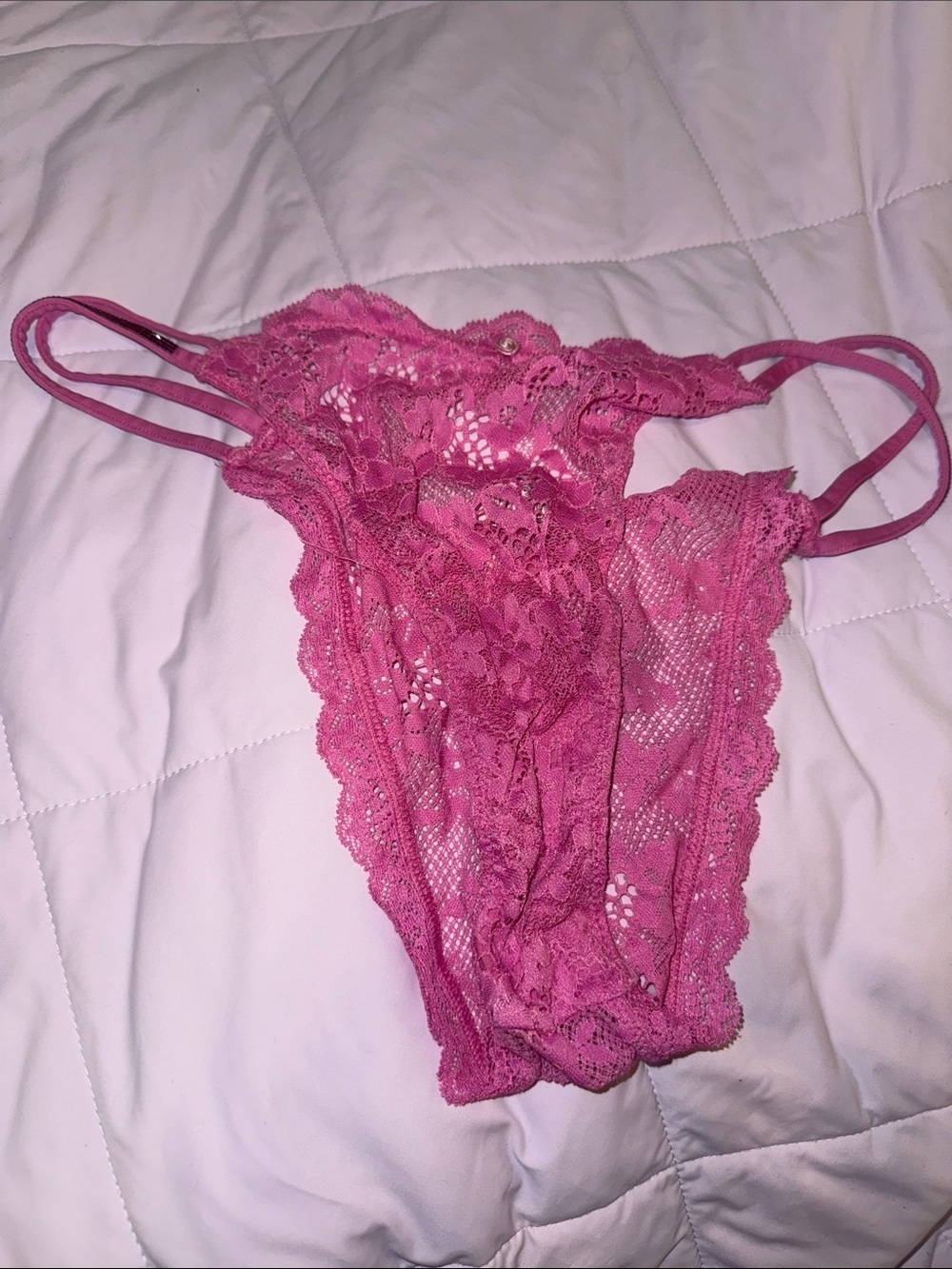 NWT Victoria’s Secret Bling Rhinestone Strap Pink Lace Panty